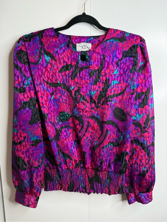 Lady Page Susan Page Tops - Vintage Lady Page Susan Page blouse pink purple jewel-toned floral Large